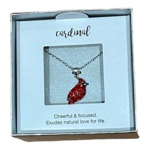 Silverworks Fine Silver Plated, Crystal, Cardinal Pendant Necklace